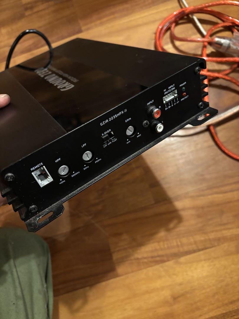 GROUND ZERO ウーファー ボックス型 黒・オレンジ　アンプセット