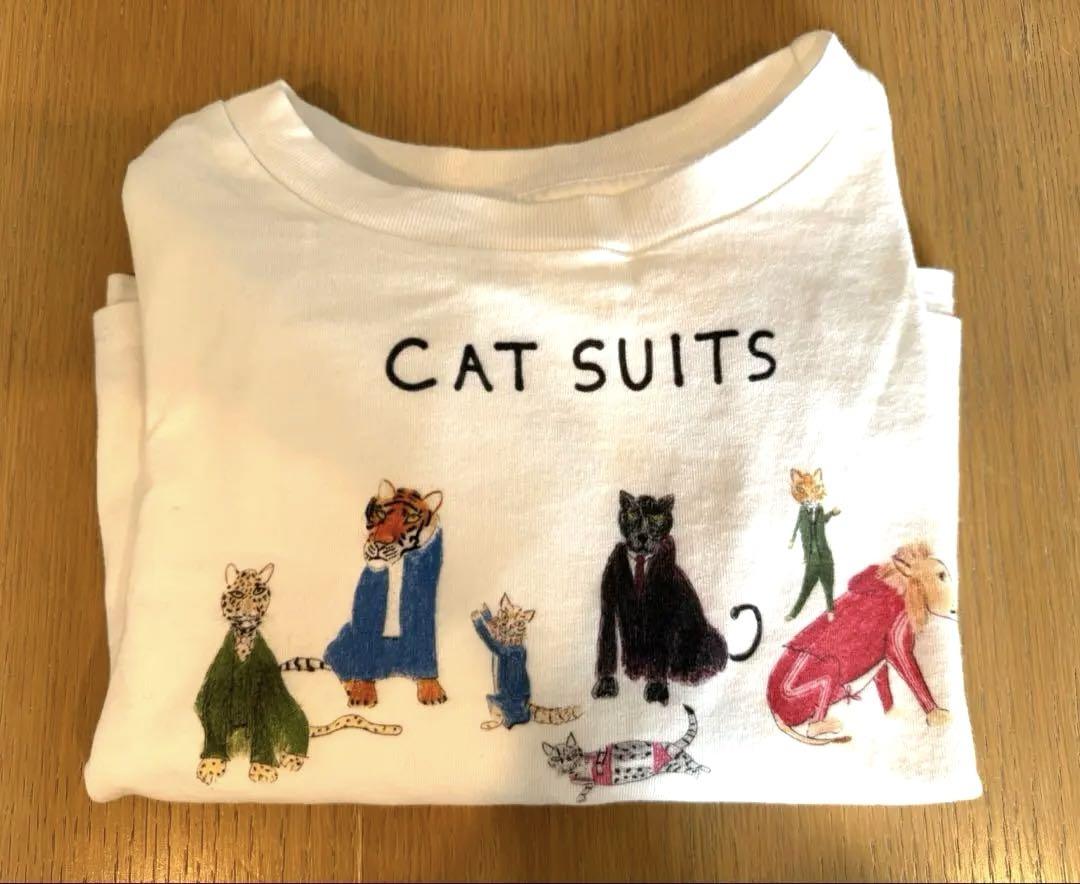 ウィムガゼット CAT SUITS 長袖クロップドTシャツ ホワイト