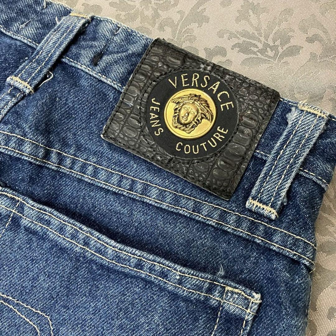 VERSACE】メデューサ金具.レザー.デニム .ジーンズ.S.濃紺.27/41