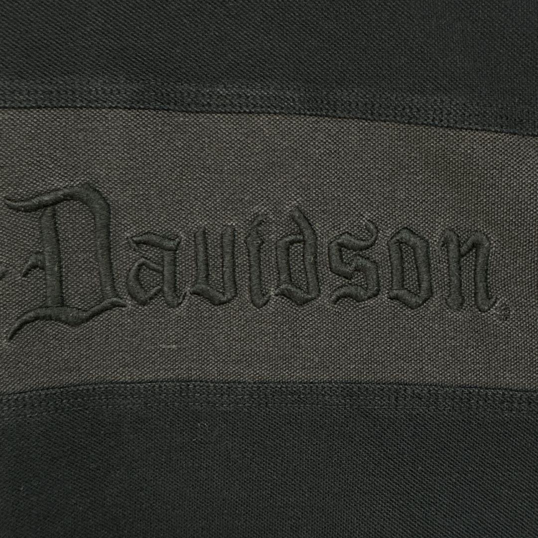 ハーレーダビッドソン ポロシャツ 両面刺繍ロゴ 黒 XL相当 半袖 90s