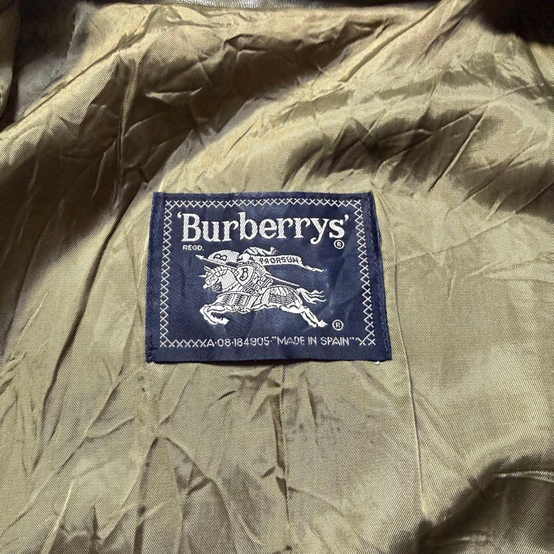 80s Burberry バーバリー シングルレザージャケット オリーブ 41 80s Burberry バーバリー シングルレザージャケット オリーブ 41