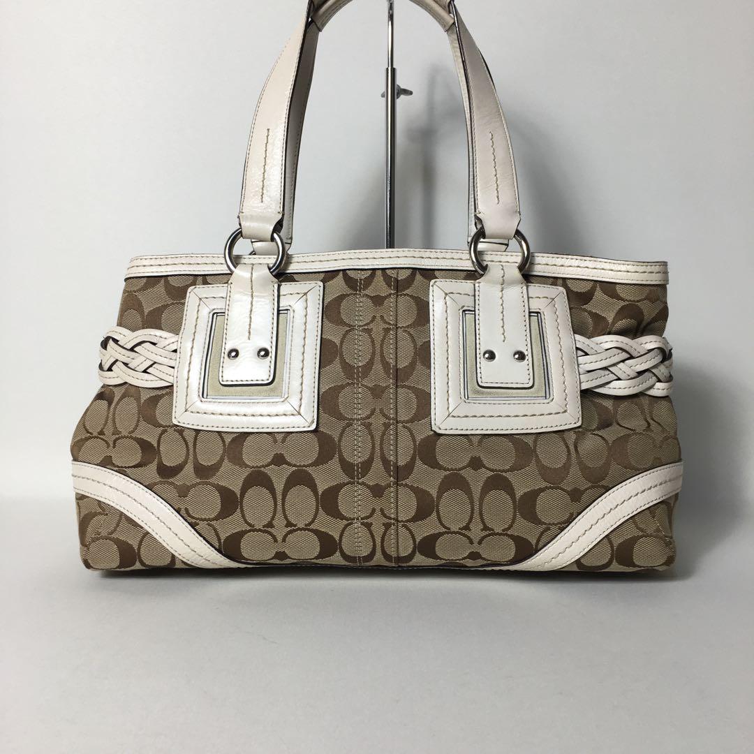 2505-215｜美品｜コーチ シグネチャー ハンドバッグ ホワイト