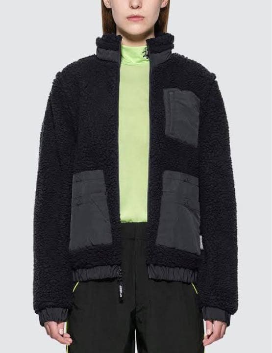 希少 STUSSY ステューシー 企業モノ フリースジャケット 袖切替 Y2K S