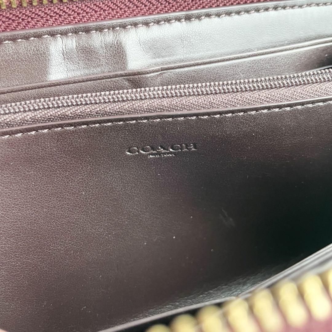 コーチ COACH フラップウォレット ブラウン シグネチャー 型押し ほぼ新品