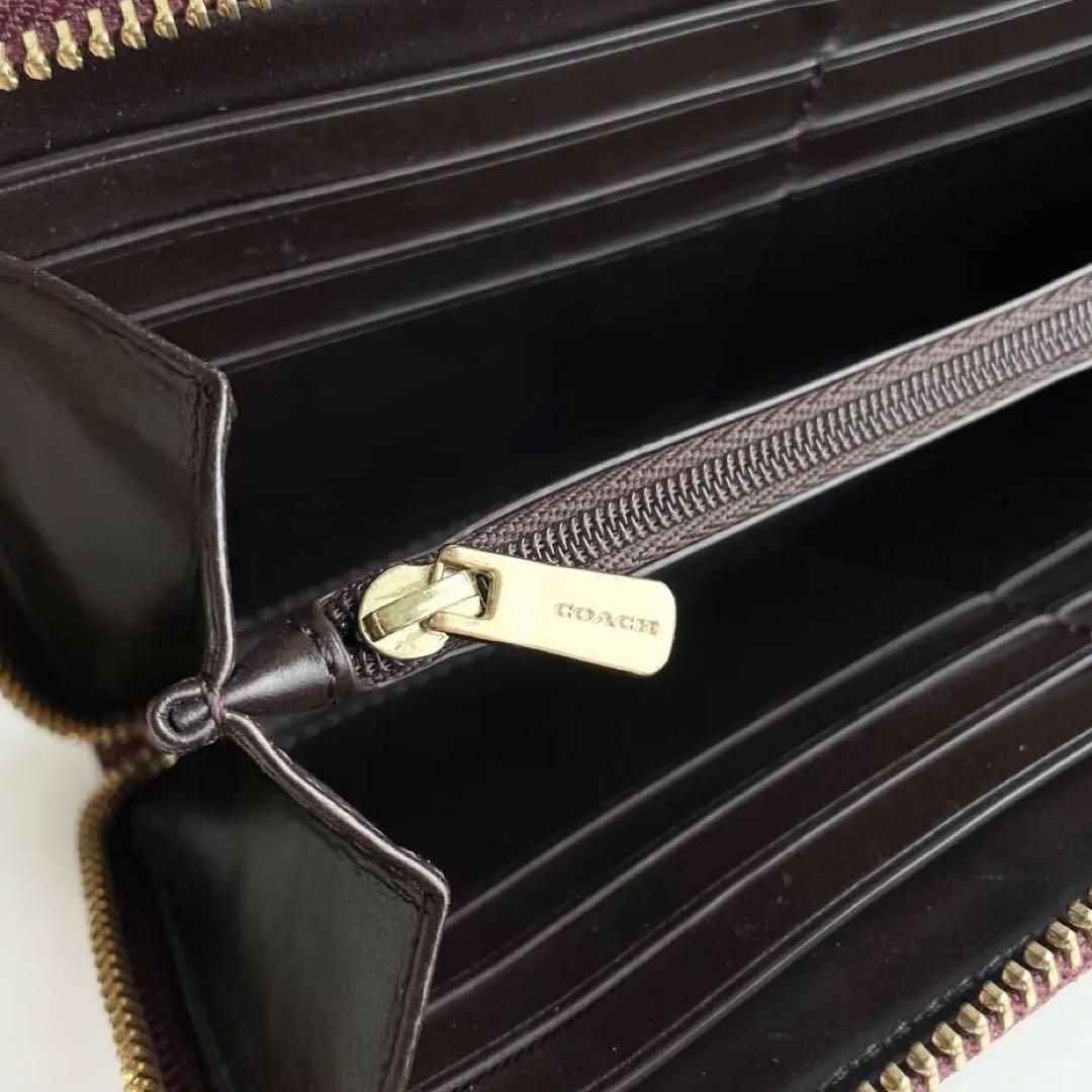コーチ COACH フラップウォレット ブラウン シグネチャー 型押し ほぼ新品