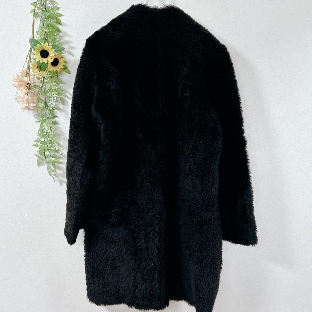 美品 イネド アンゴラファーコート 黒 毛皮 ロングコート ファー着脱可ブラック 美品 LABELDA アンゴラ100% ロングコート フォックスファー 黒の