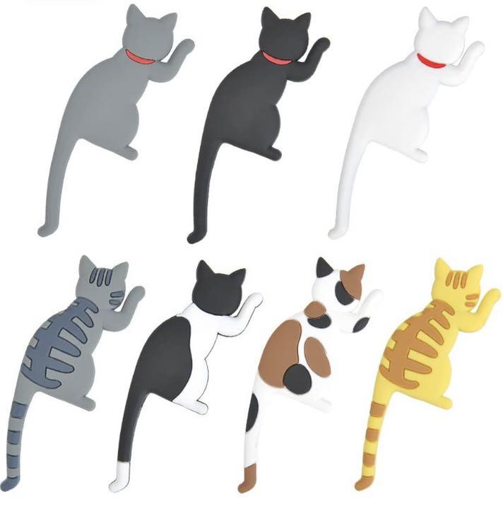 フック マグネット 磁石 ネコ しっぽ 猫 3Dデザイン 飾り 7匹セット