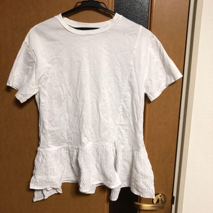 CLANE 白　Tシャツ　レディース　38　サイズ M 　綿レース トップス