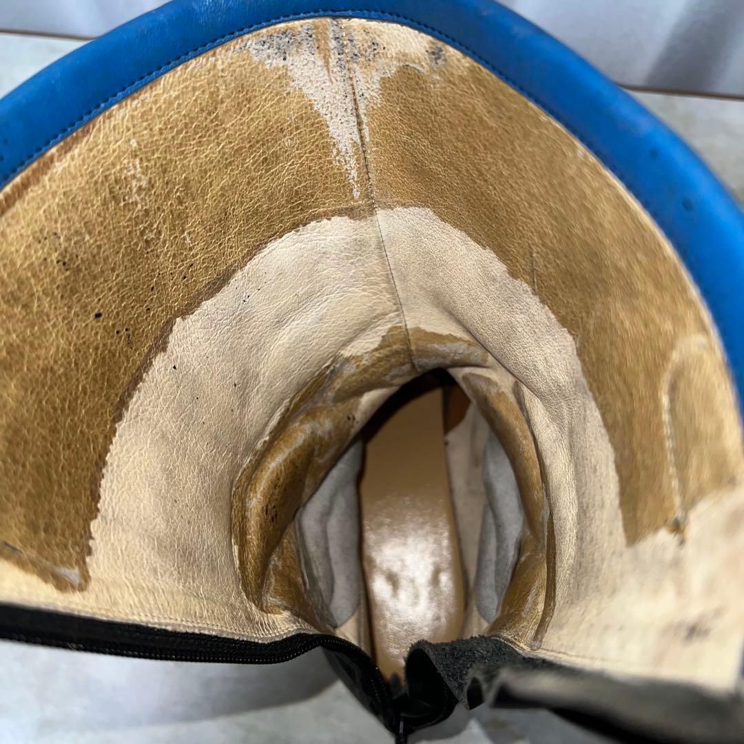 ライディングブーツ レーシングブーツ革サイズ25.5青白黒25.5cm