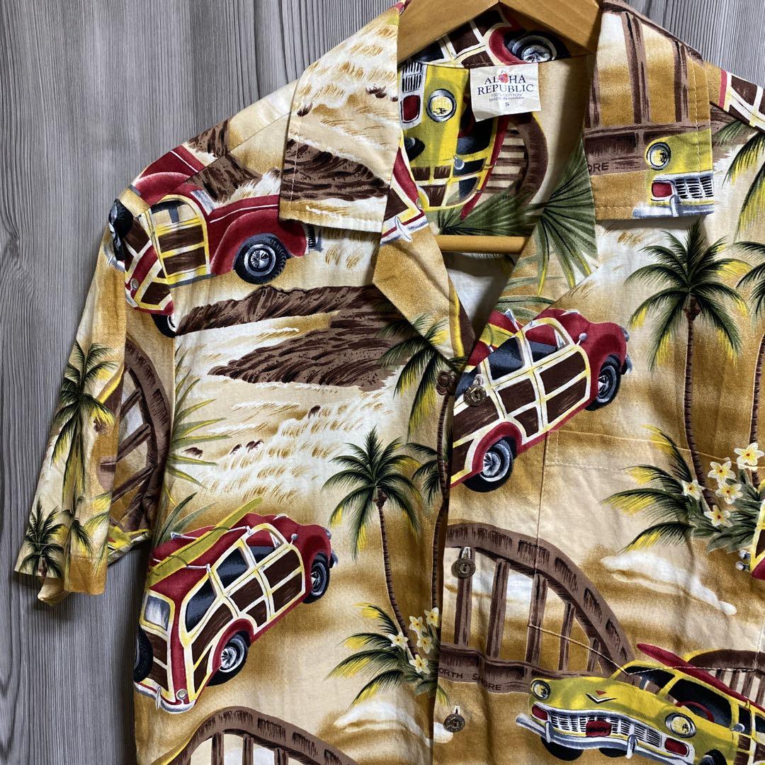 n15 ALOHA REPUBLIC クラシックカーアロハシャツ ハワイ製