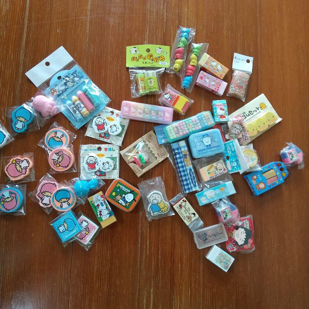 入荷now 安全 サンリオキャラいろいろ消しゴム40個以上/字消し：レトロキャラ多数 筆記具