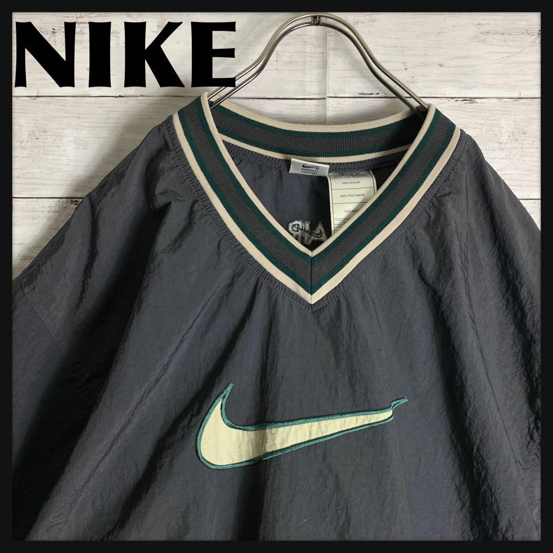 古着 90s ナイキ NIKE ナイロンプルオーバー 刺繍ロゴ