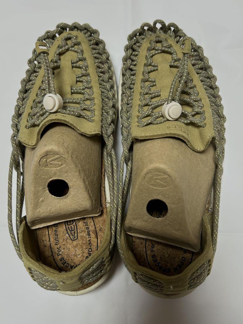 KEEN 編み上げデザイン シューズ オリーブグリーン