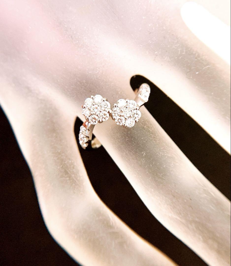 【ご予約品】 上質✨ギラギラ✨D0.61CT✨プラチナダブルフラワーダイヤモンド アクセサリー