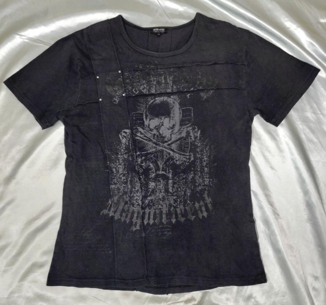 スカルプリント ブラック Tシャツトップス