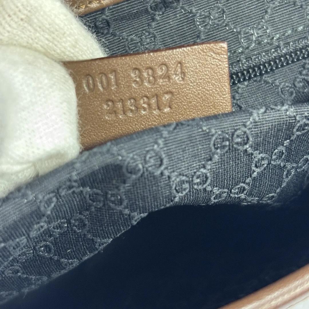 GUCCI　ジャッキー ネイビー キャンバス　レザー ショルダートートバッグ