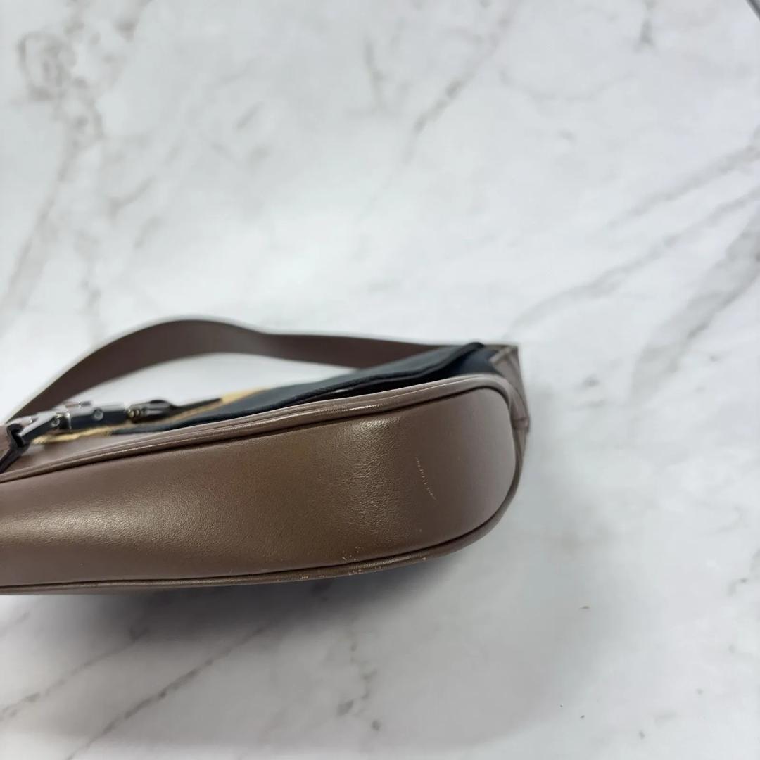 GUCCI　ジャッキー ネイビー キャンバス　レザー ショルダートートバッグ