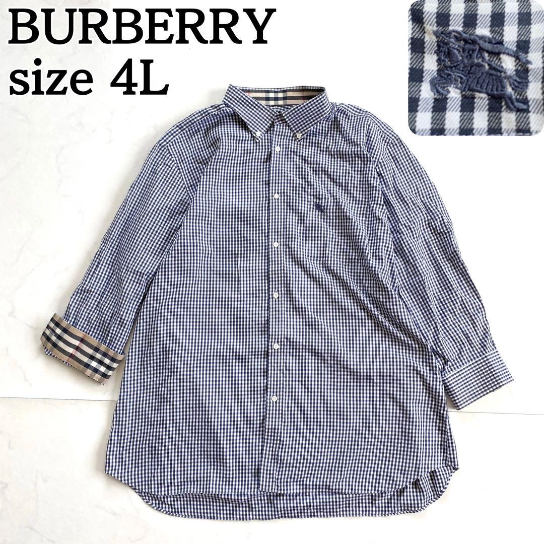 希少サイズ★BURBERRY 長袖シャツ キンガムチェック ロゴ刺繡 4L