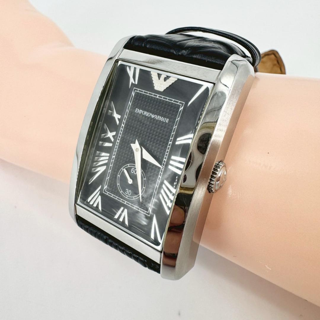 【希少品　美品　新品電池】3042 EMPORIO ARMANI メンズ腕時計 新品電池】Emporio Armani クロノグラフ メンズ シルバー 腕時計