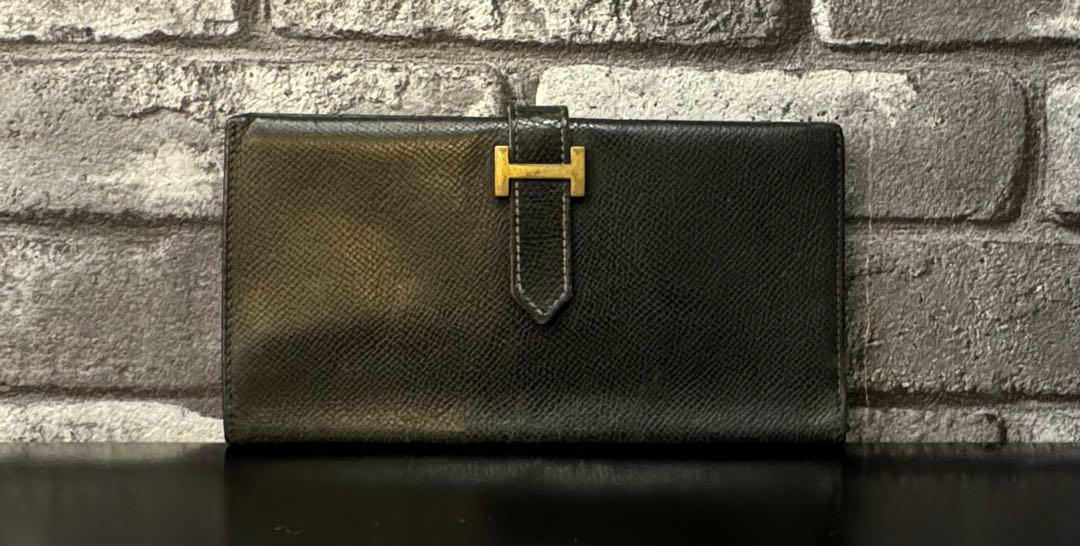 HERMES エルメス ベアン 長財布 ブラック レザー
