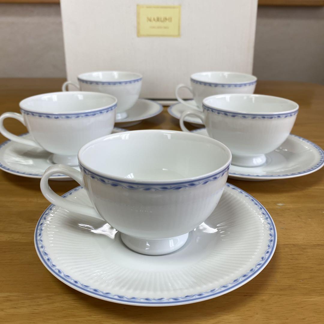 ナルミ　NARUMI カップ＆ソーサー　5客セット ブルーボーダー