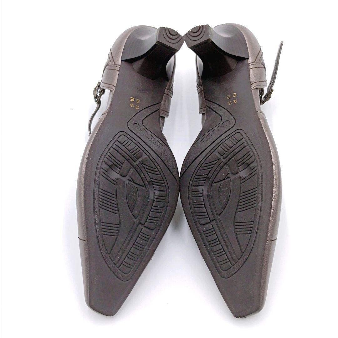 美品】アシックス WALLAGE レザー ストラップパンプス 23EE