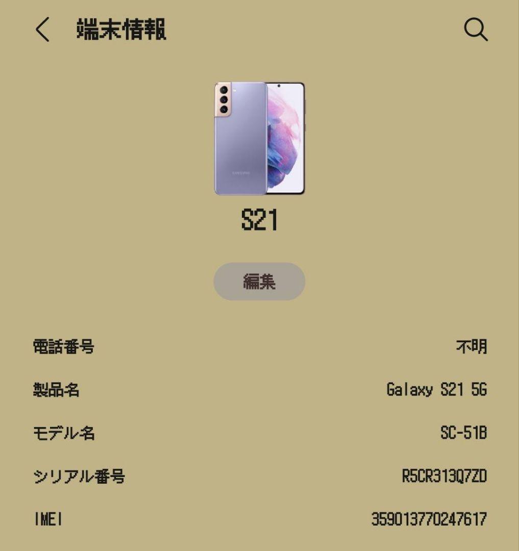 美品 Samsung Galaxy S21 G5 ラベンダー 本体 ケース付き