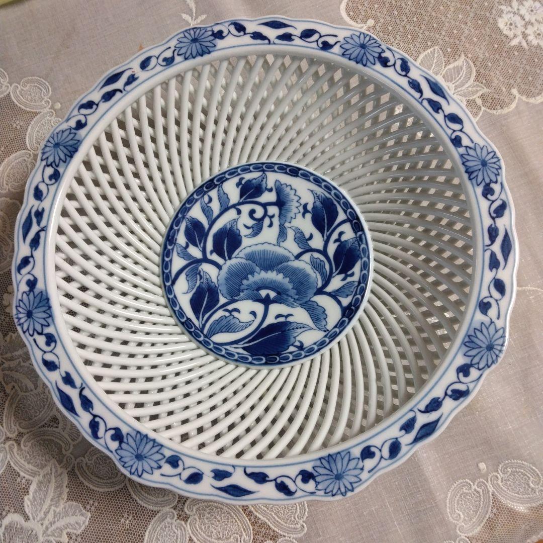 有田焼、焼網目菓子器、食器、