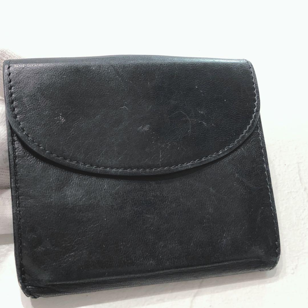 ☆LOEWE☆ 二つ折り財布 ブラック レザー Wホック シンプル