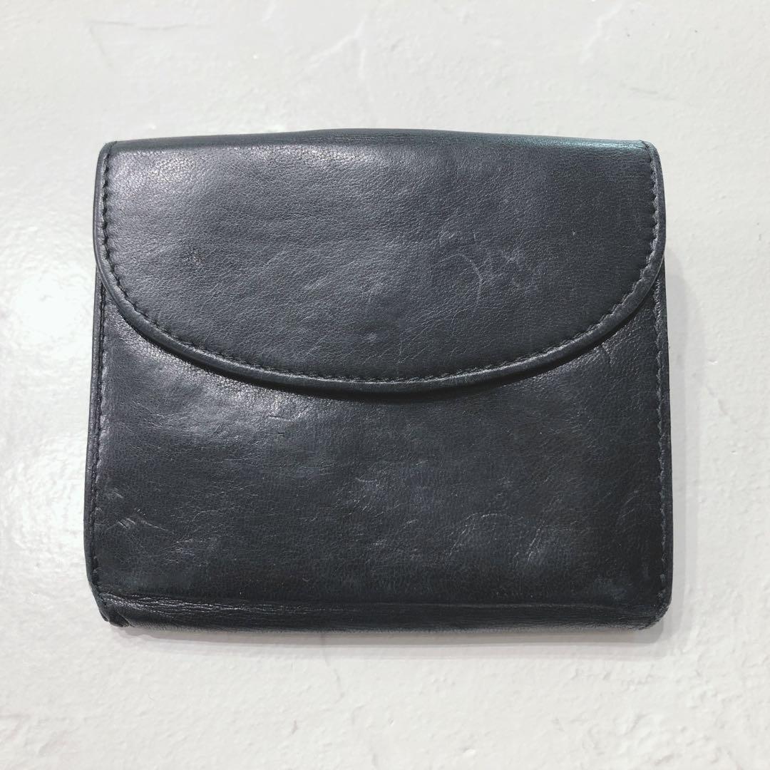 ☆LOEWE☆ 二つ折り財布 ブラック レザー Wホック シンプル