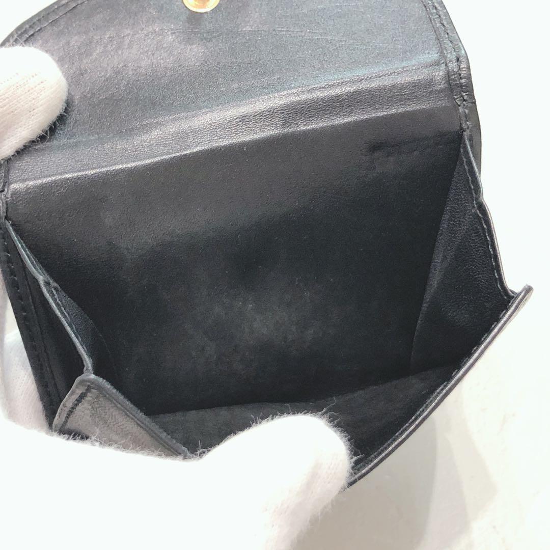 ☆LOEWE☆ 二つ折り財布 ブラック レザー Wホック シンプル