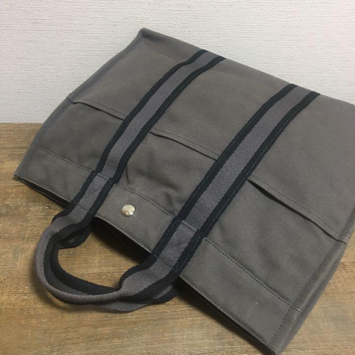 正規店特価 美品 HERMES エルメス キャンパス素材 ハンドバッグ グレー系 VpvZY-m24349238123 100%新品低価