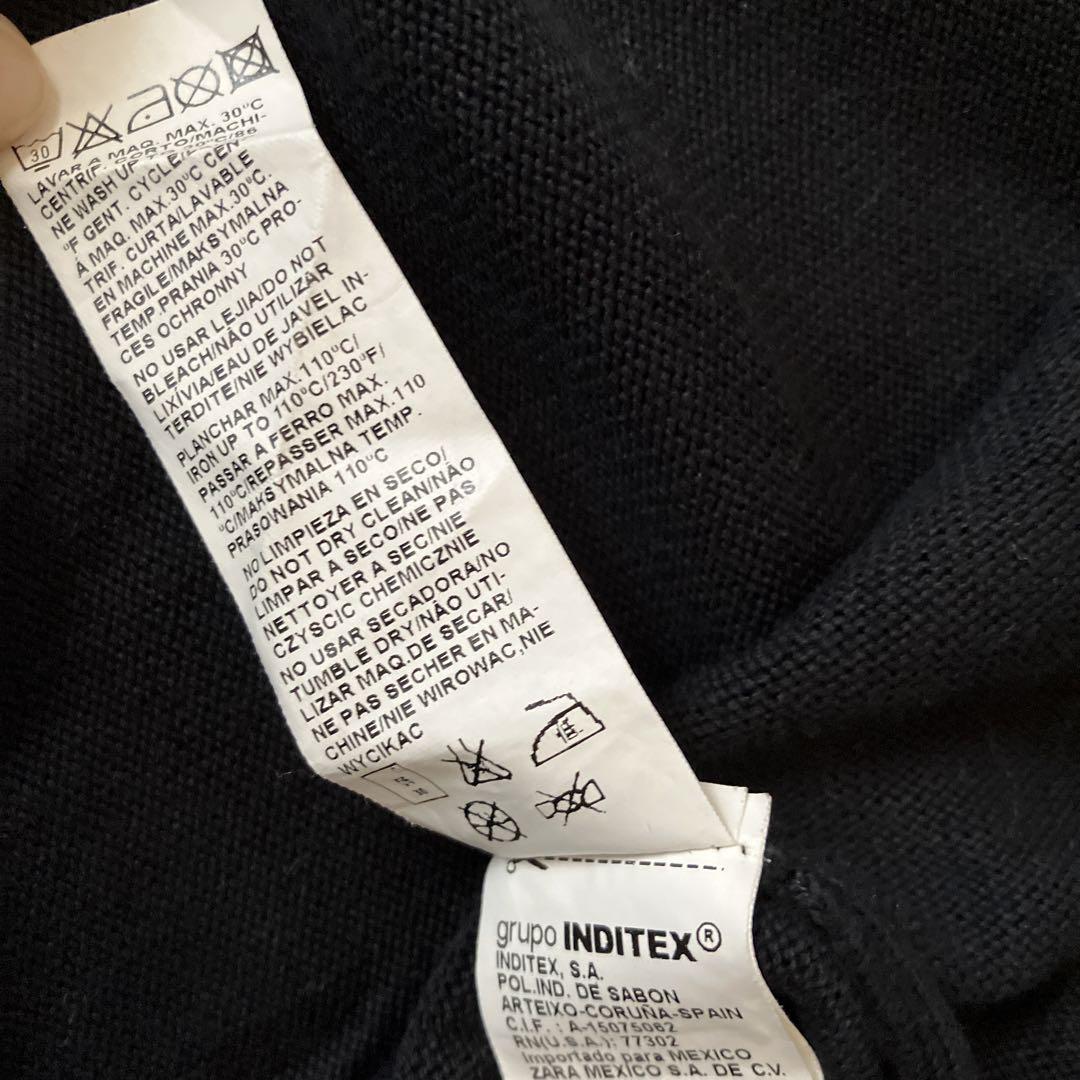 ZARA ザラ　ニット　Ｖネック　ハイゲージ　黒　コットン　ゴルフ　オフィス
