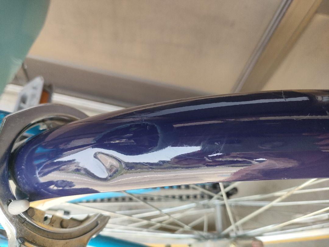青いシティサイクル バスケット付き 24インチ 和歌山
