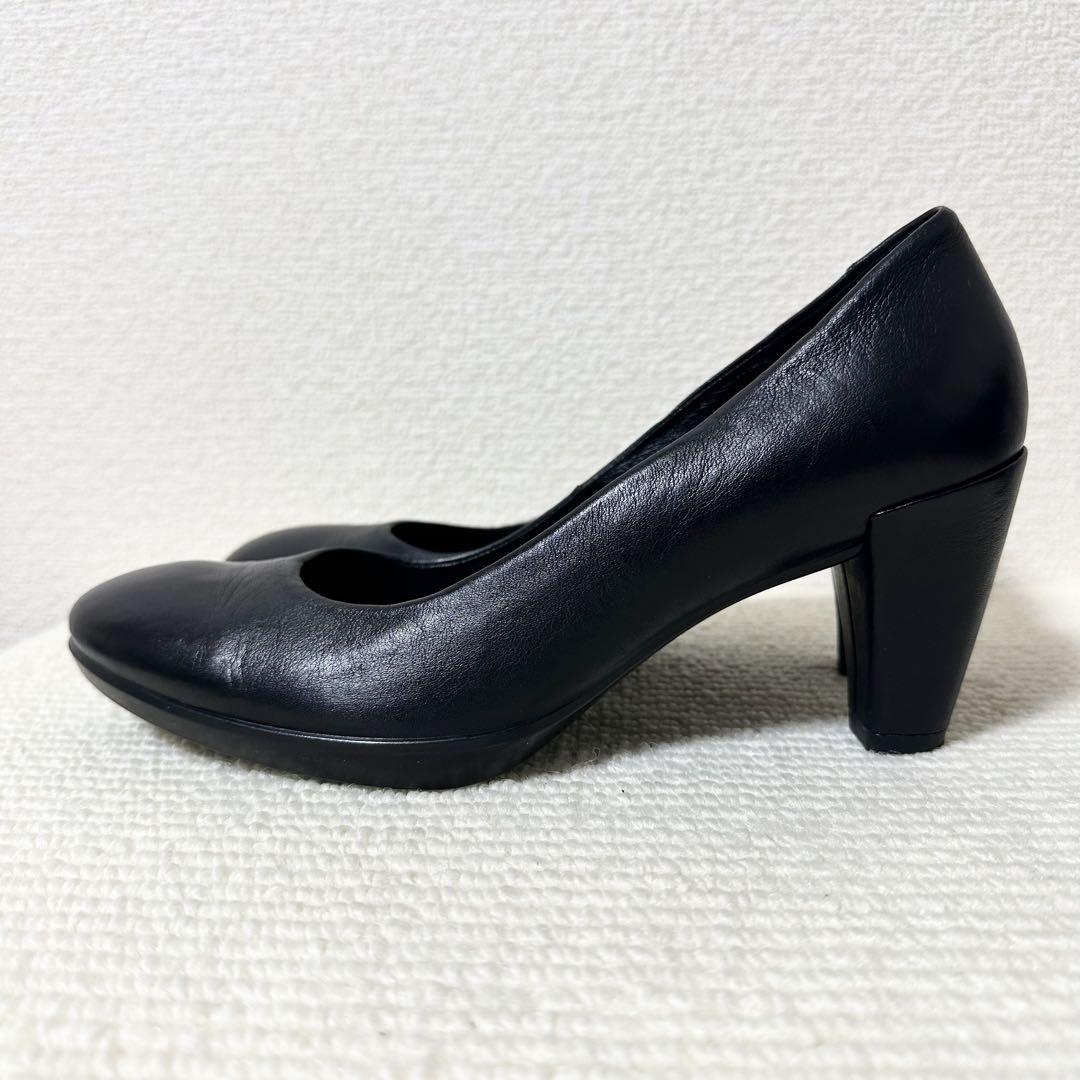ecco エコー パンプス ブラック レザー 太ヒール アーモンドトゥ 38