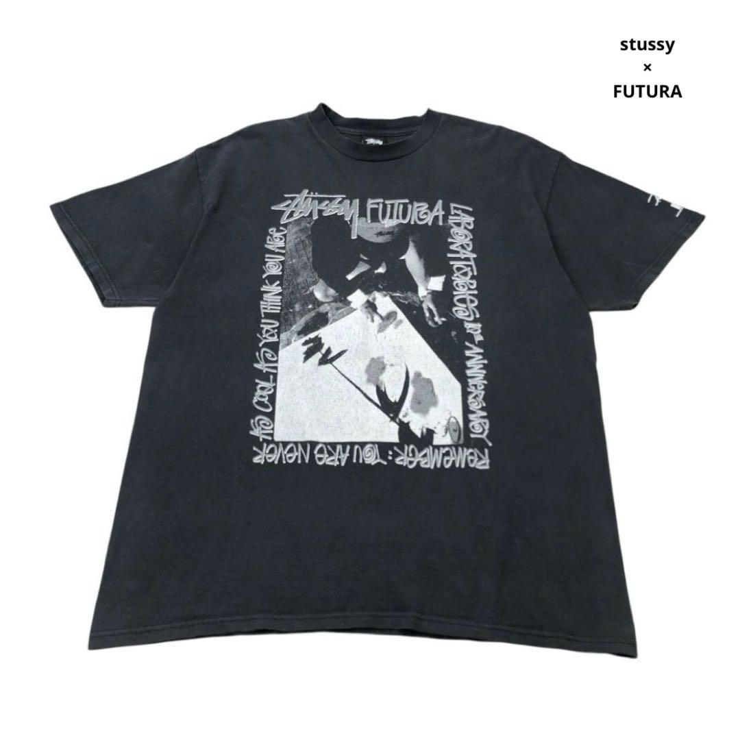 肌触りがいい stussy 福岡限定 L 黒 フェード Tシャツ コラボ FUTURA × トップス
