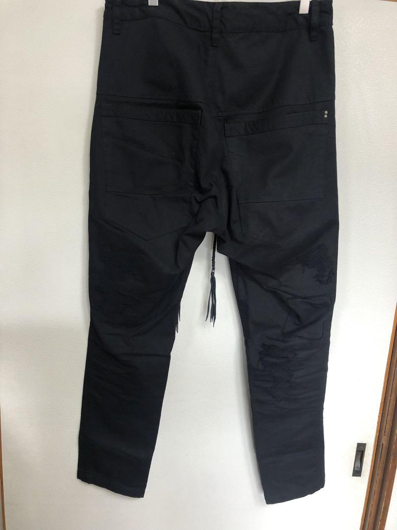 kmriiケムリ ダメージレザーパッチパンツメンズleather