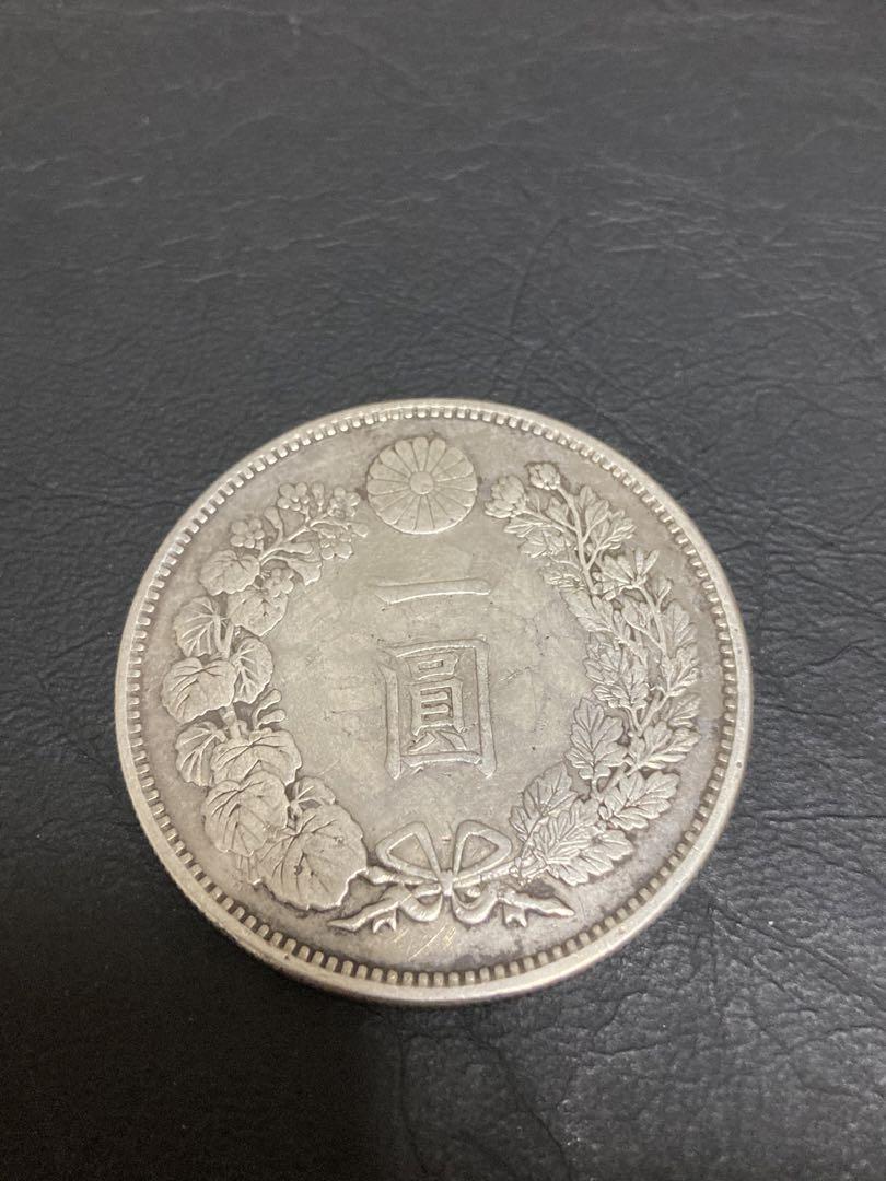 1円銀貨 明治19年   26.81ｇ 直径  38.0mm 厚さ　2.5mm