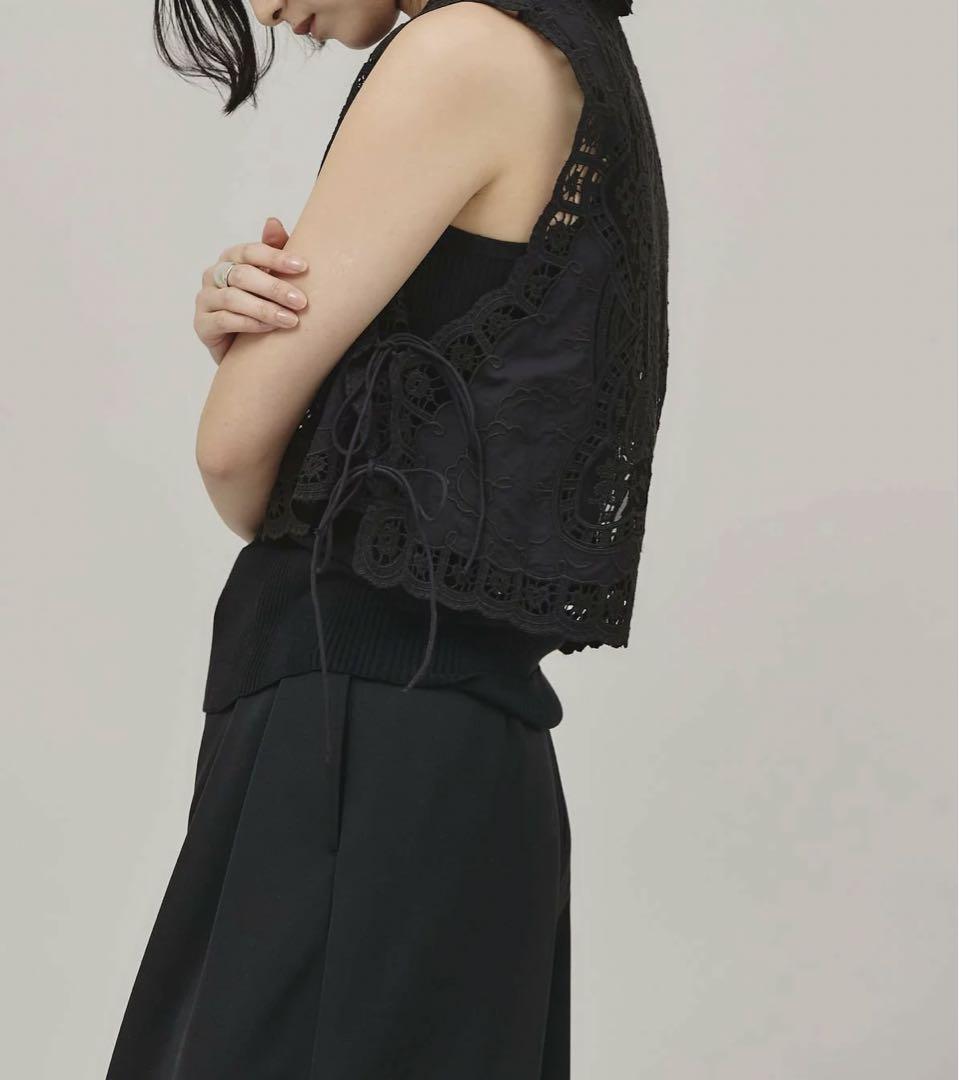 UNITED ARROWS リボン カットジャカード キャミソール