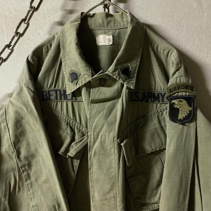70s 米軍実物 4thジャングルファティーグジャケット SLサイズ US古着