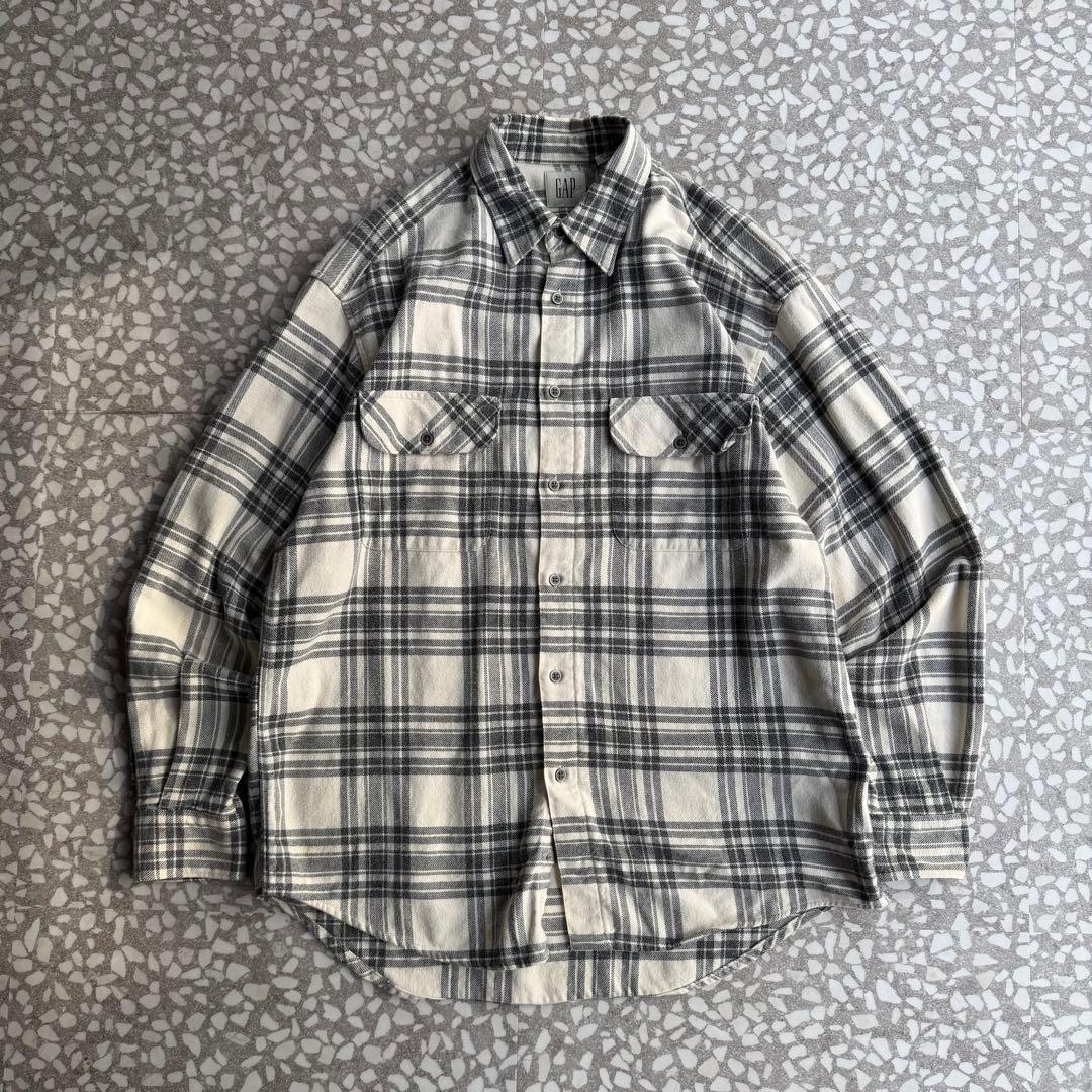 【レーヨン混、白タグ】オールドギャップフランネルシャツ白アメカジFJフラップ 【レーヨン混、白タグ】オールドギャップフランネルシャツ白アメカジFJフラップ