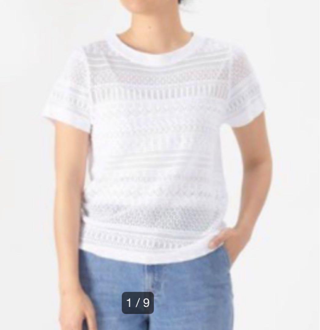 45R アイスコットンのニットレースTシャツ 最終お値下げ❣️【美品】45R◾️アイスコットンのニットレースT