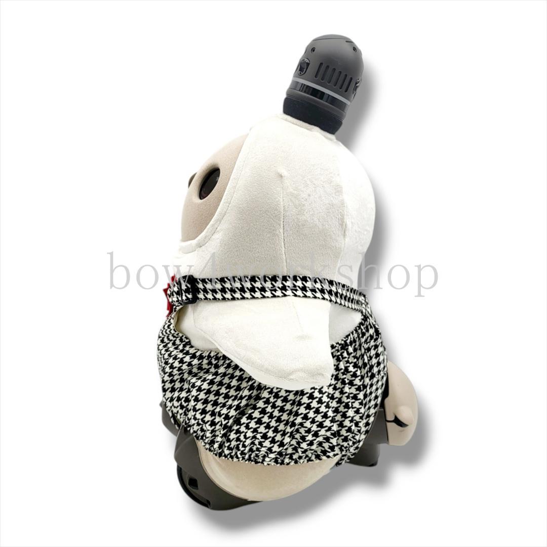 LOVOT ラボットの服ハンドメイド ミニリボン付き千鳥柄サロペットパンツ