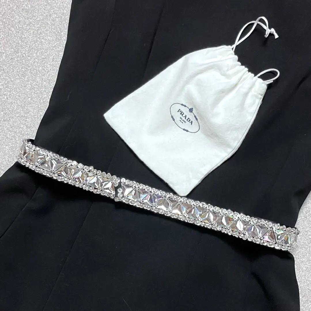 ✨美品 PRADA クリスタル装飾ベルト ビジュー アクセサリー
