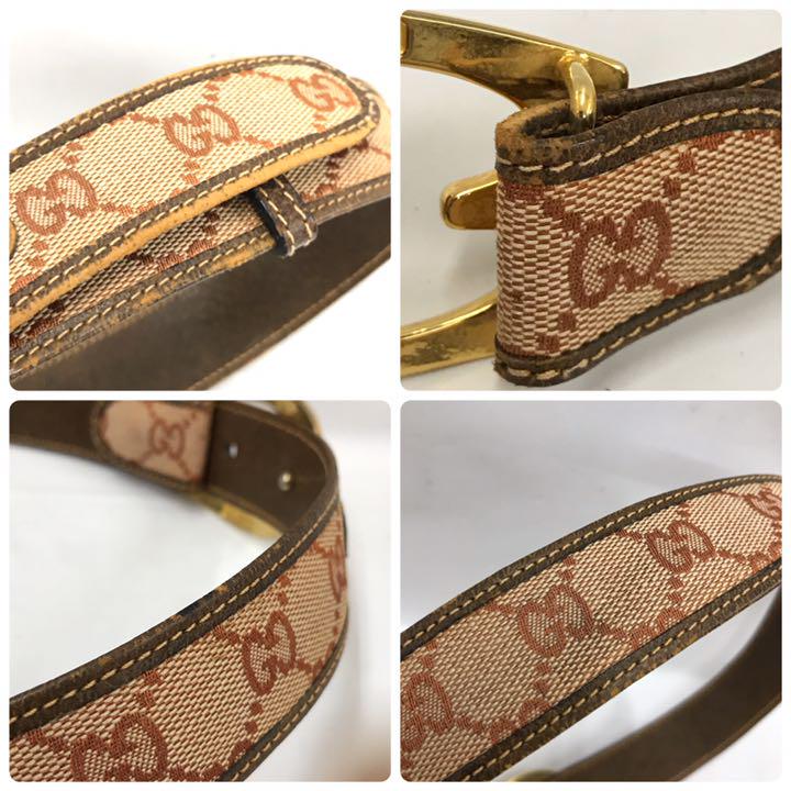 大人気好評 S1443 GGキャンバス レザーベルト h2yob-m24404453582 GUCCI Gロゴ 安い国産