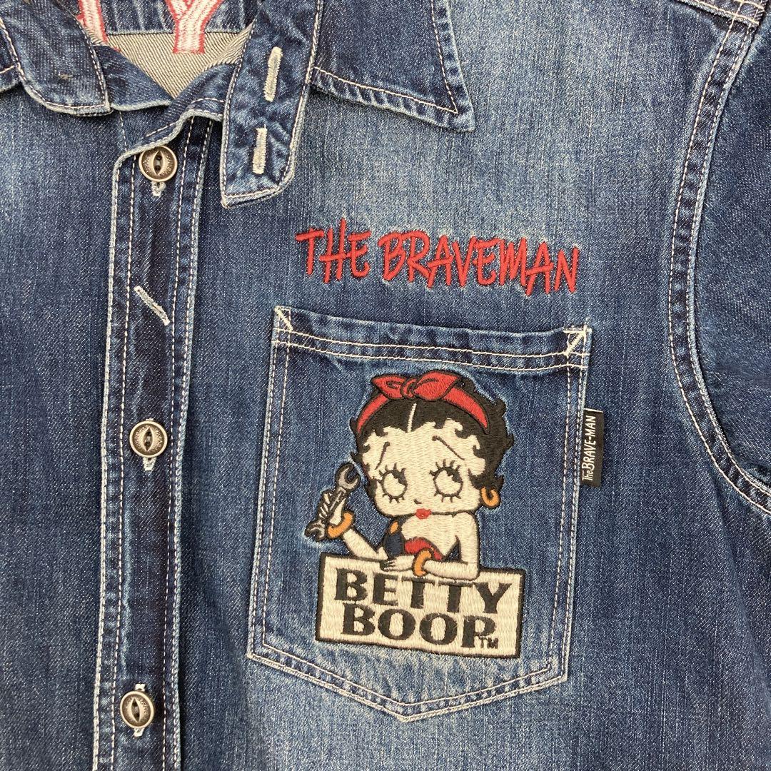 【入手困難!!】THE BRAVE-MAN ベティー アーチ刺繍ロゴデニムシャツ