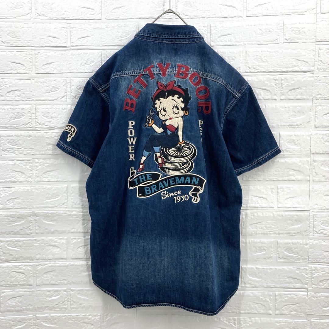 【入手困難!!】THE BRAVE-MAN ベティー アーチ刺繍ロゴデニムシャツ