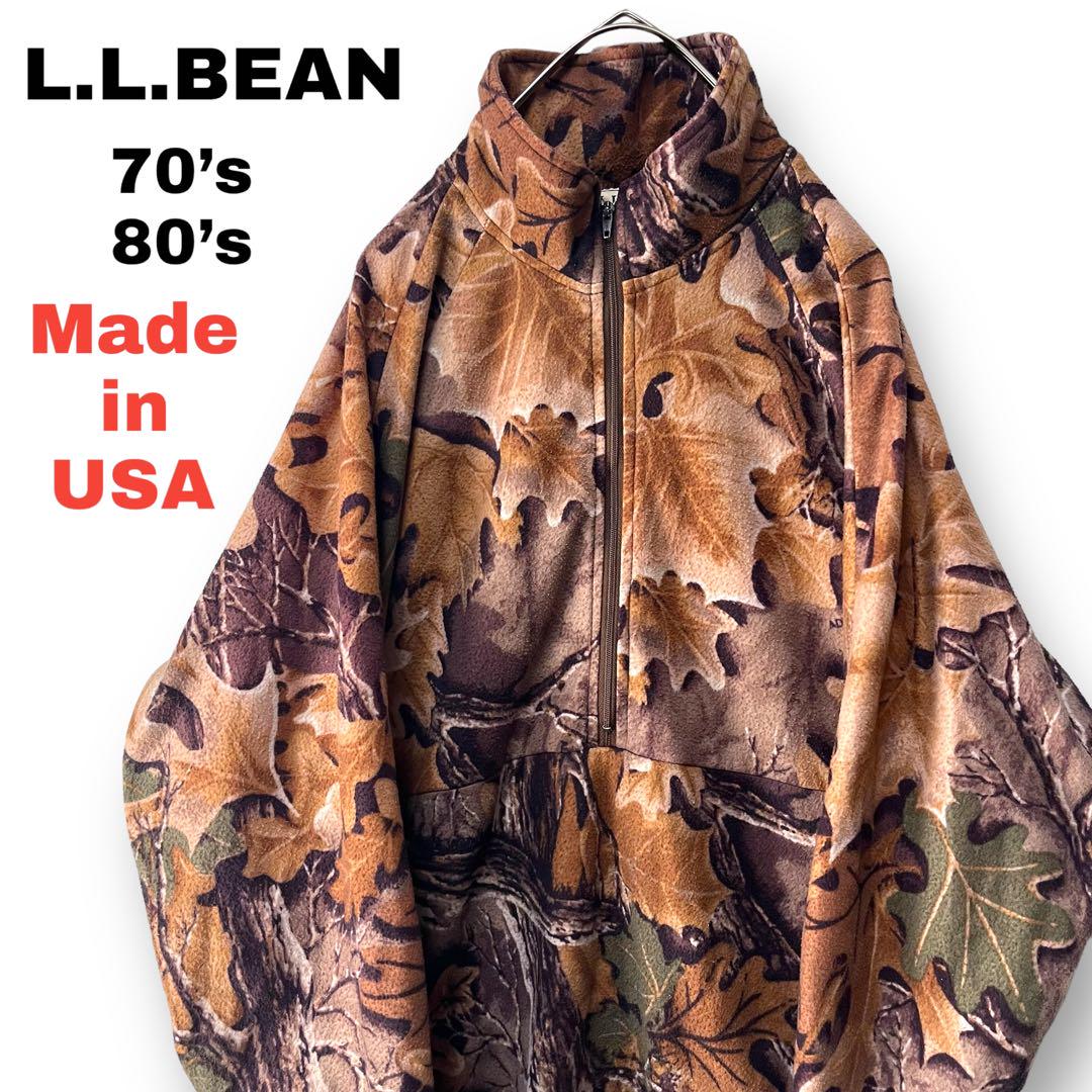 【USA製】L.L.BEAN ハーフジップフリースジャケット リアルツリーカモM古着男子