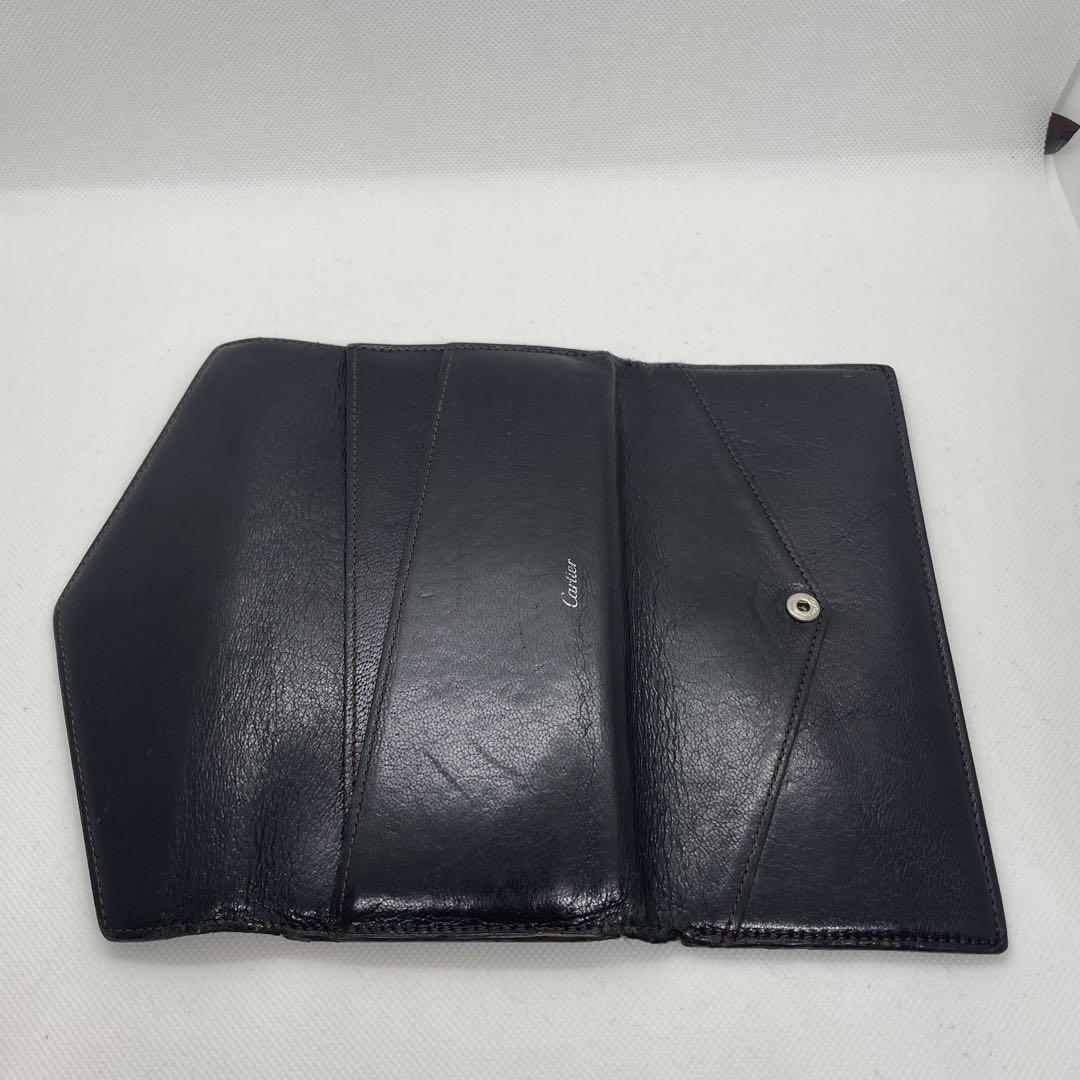 【楽ギフ_包装】 ネイビー レザー 三つ折り財布 小物