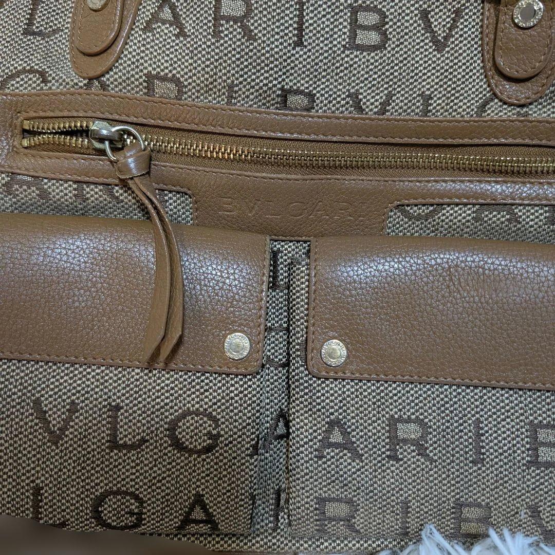 BVLGARI マキシレッタレ ロゴマニア キャンバスレザー ハンドバッグ BVLGARI マキシレッタレ ロゴマニア キャンバスレザー ハンドバッグ